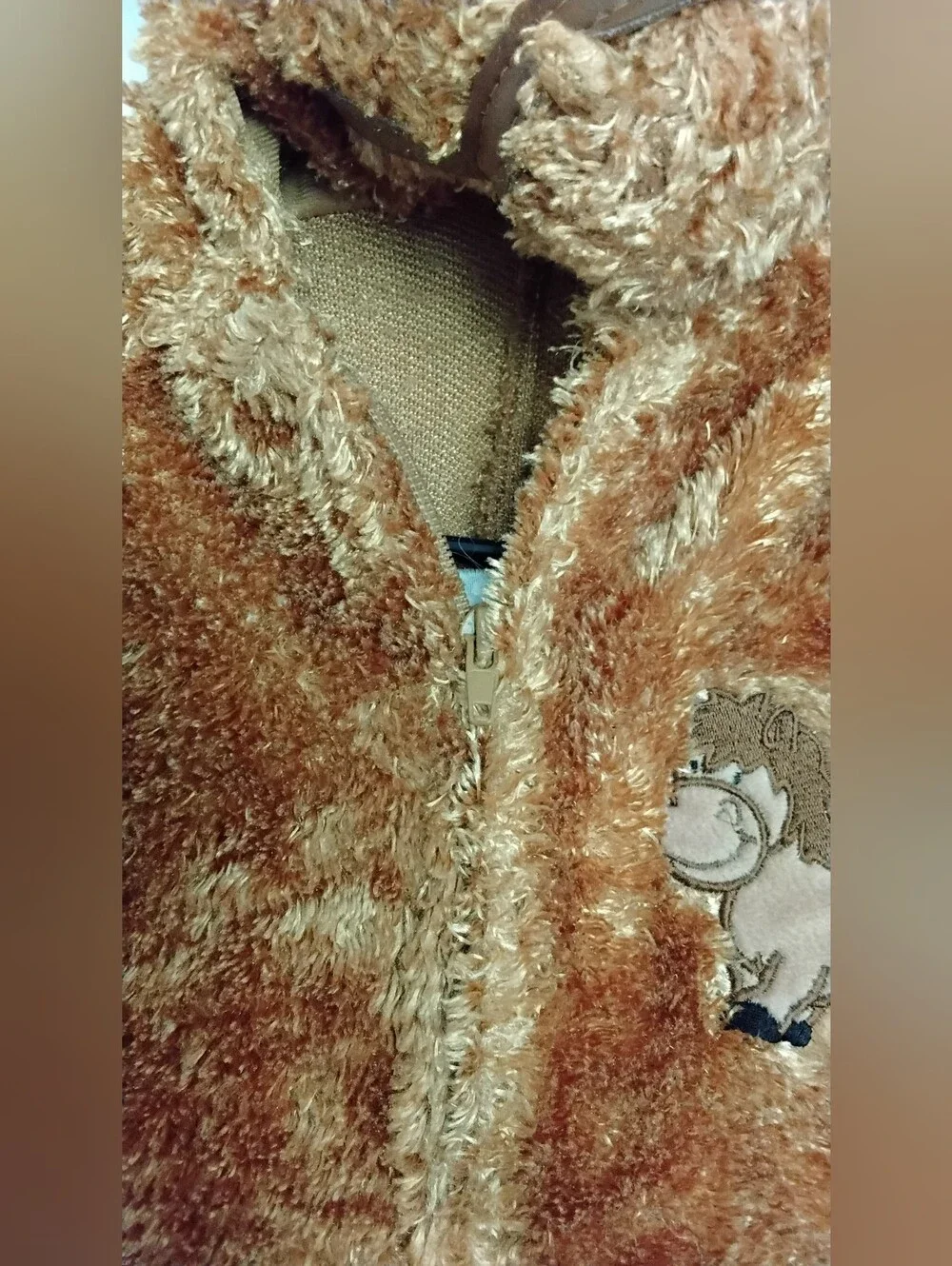 Cozy Brown Fuzzy Pony Baby One-Piece Costume with Hood